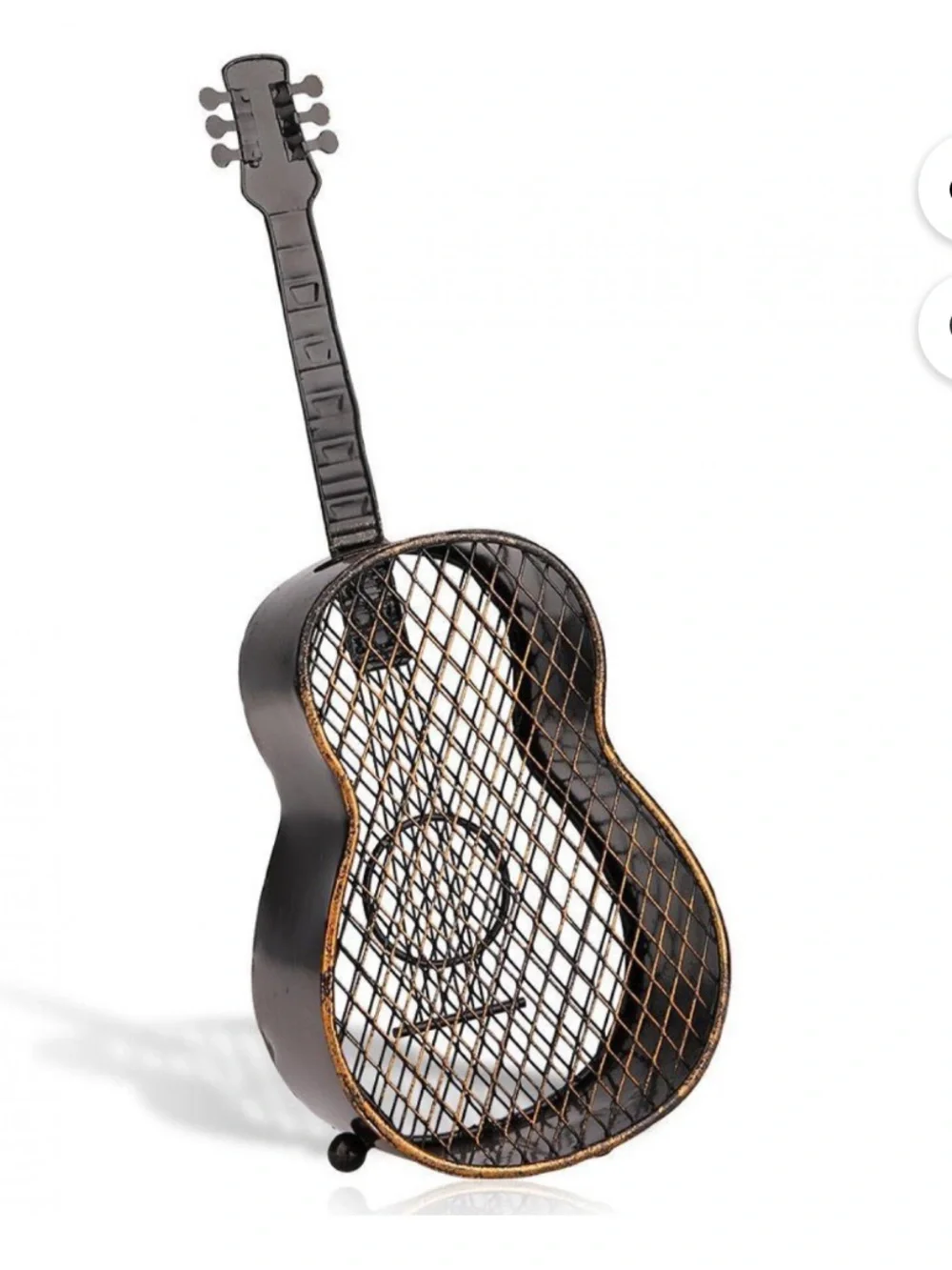 Decorative Brown Guitar-Shaped Wine Cork Holder - Home Dining Accent